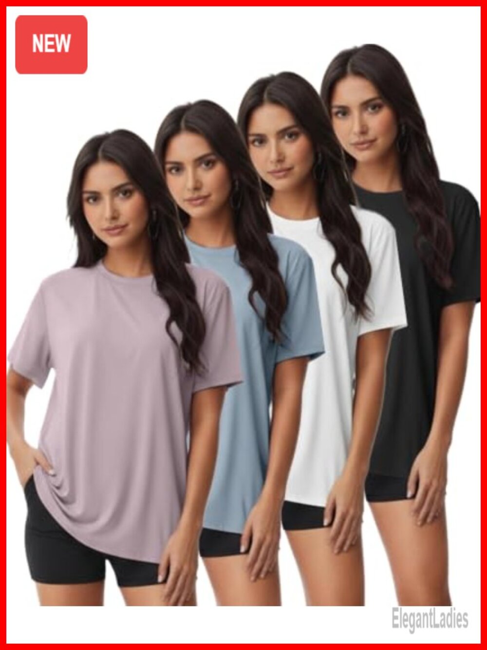 Women's 4 Pack Stretch Crew Neck Short Sleeve Workout T-Shirts Soft Casual Tops